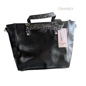 Candie's NWT Faux Leather Satchel Crossbody Purse Glitter Handles Bag